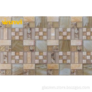 Irregular Indoor stainless steel Glass Mosaic Tile With 6mm